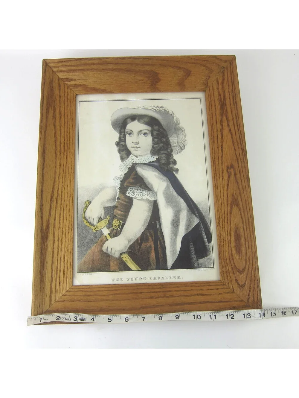Antique Currier & Ives The Young Cavalier Hand Colored Lithograph 18 x 14 Framed